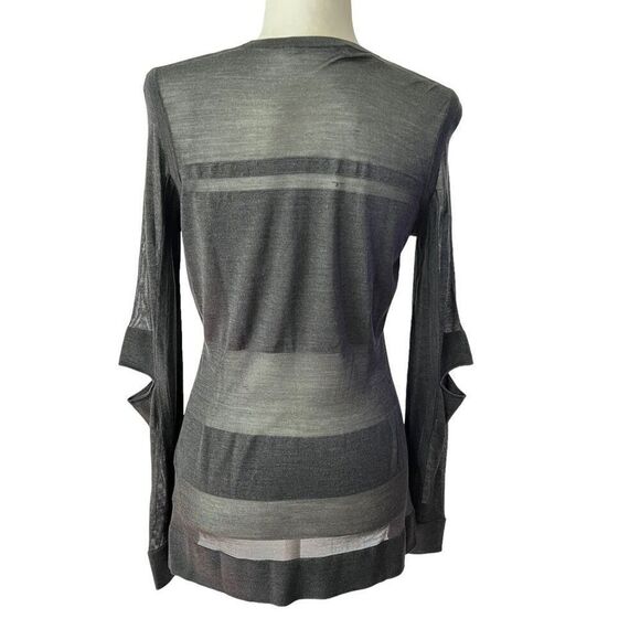 Jason Wu Gray Long-Sleeve w Cut Out Design Large Silk Top Women’s - Picture 9 of 13